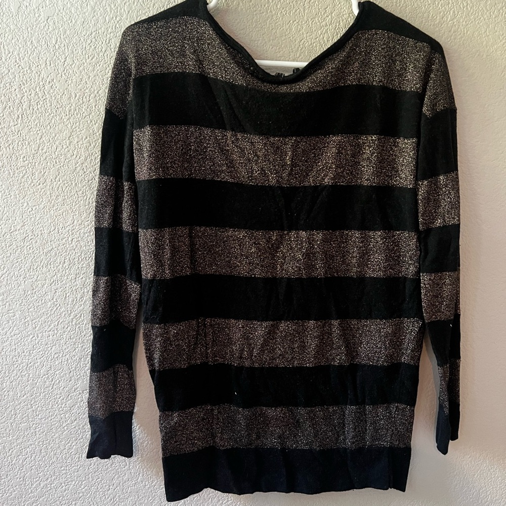 Black and Gray Striped Sweater